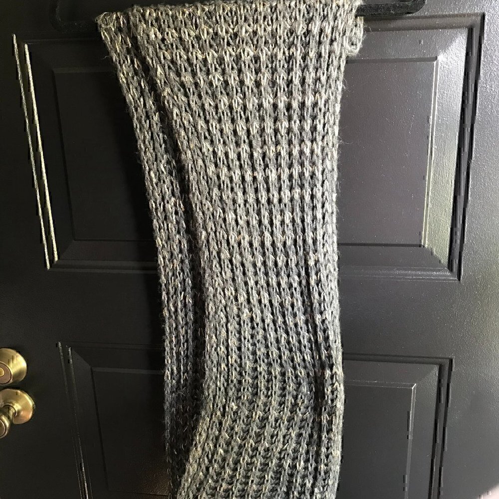 Gray and Gold Knit Infinity Scarf